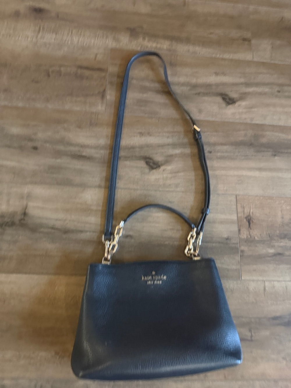 kate spade Black Leather Crossbody Satchel with Gold Hardware